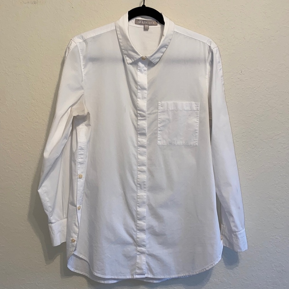 Athleta tunic cotton blend button down M